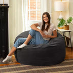 Jaxx Saxx de 4 pieds - Grand pouf rond pour adultes - Velours luxuriant