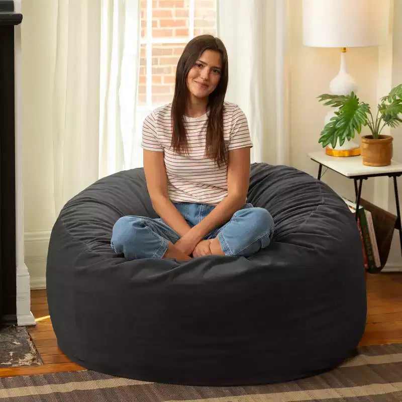 Jaxx Saxx de 4 pieds - Grand pouf rond pour adultes - Velours luxuriant