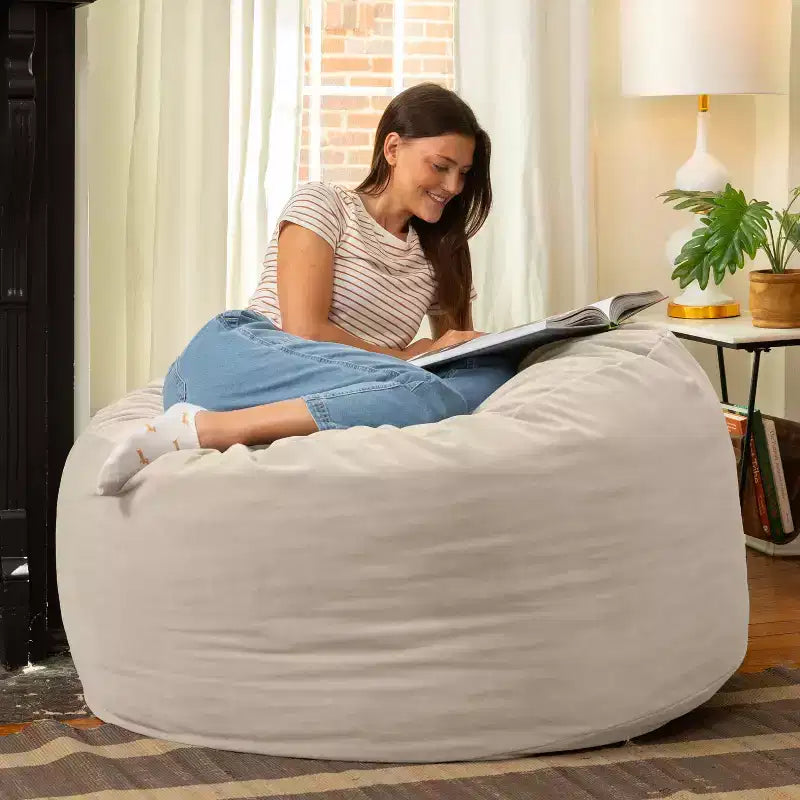 Jaxx Saxx de 4 pieds - Grand pouf rond pour adultes - Velours luxuriant
