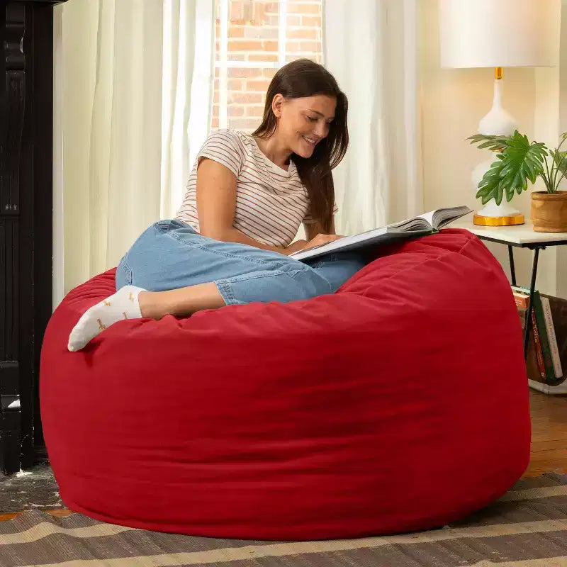 Jaxx Saxx de 4 pieds - Grand pouf rond pour adultes - Velours luxuriant
