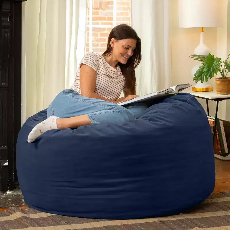 Jaxx Saxx de 4 pieds - Grand pouf rond pour adultes - Velours luxuriant