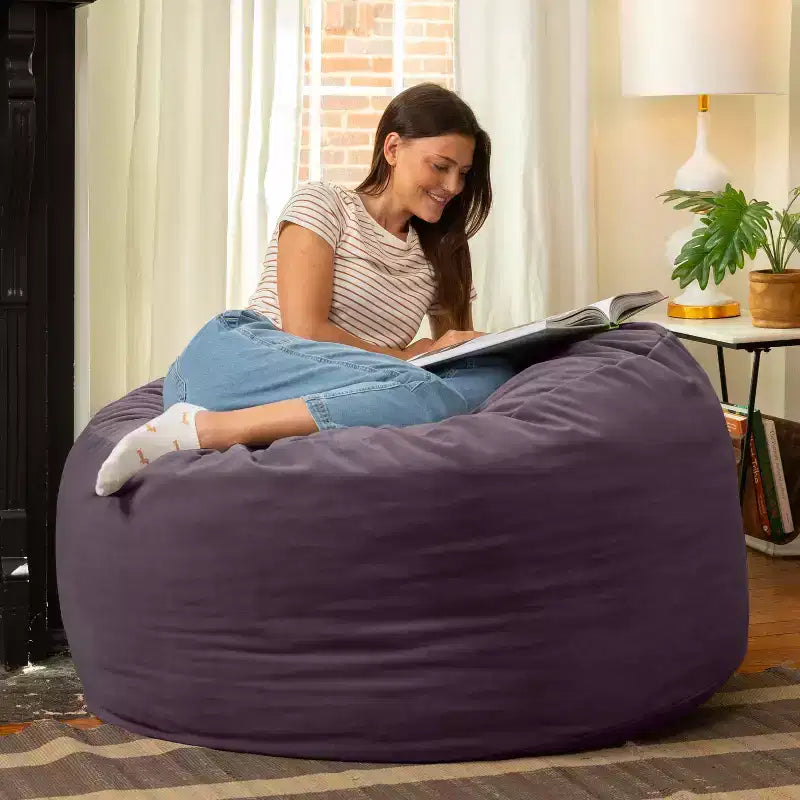 Jaxx Saxx de 4 pieds - Grand pouf rond pour adultes - Velours luxuriant