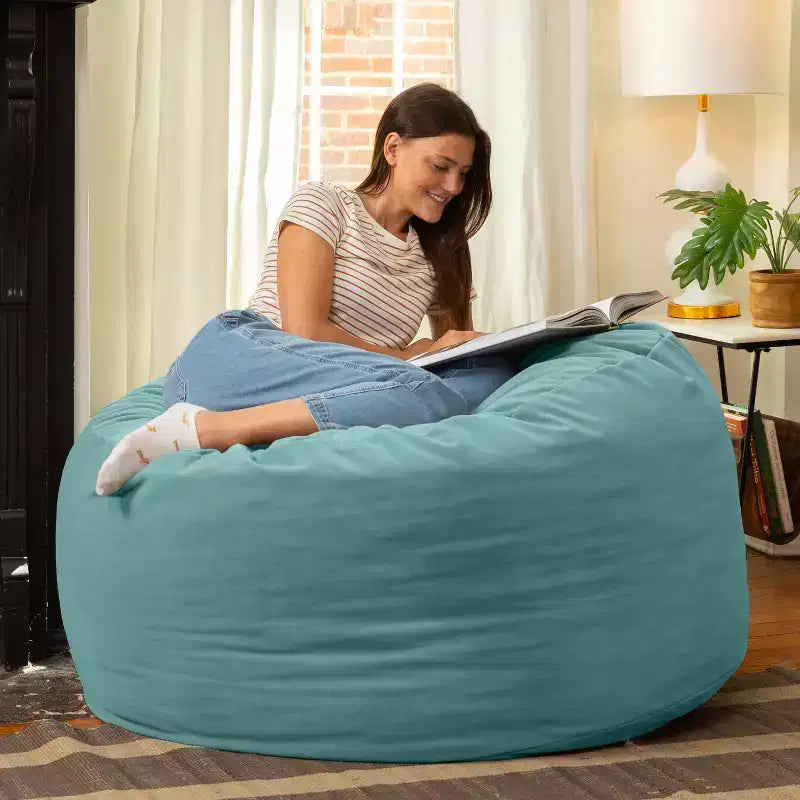 Jaxx Saxx de 4 pieds - Grand pouf rond pour adultes - Velours luxuriant