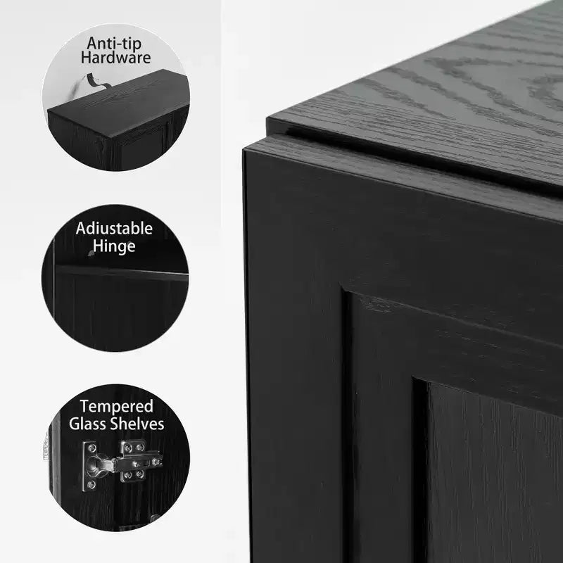 MAYEERTY Armoire de rangement autonome en bois, meuble de rangement décoratif pour la maison, le bureau, les petits espaces, noir, 31*31*16 po