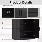 MAYEERTY Armoire de rangement autonome en bois, meuble de rangement décoratif pour la maison, le bureau, les petits espaces, noir, 31*31*16 po