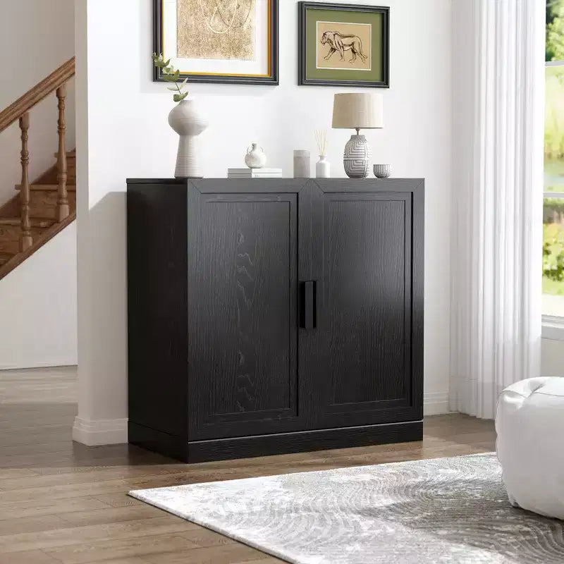 MAYEERTY Armoire de rangement autonome en bois, meuble de rangement décoratif pour la maison, le bureau, les petits espaces, noir, 31*31*16 po