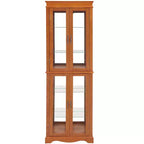 Vitrine d'exposition en verre éclairée avec cadre en bois - Rangement élégant en verre pour vins, jouets et objets de collection - Parfait pour le salon, la cuisine - CHÊNE