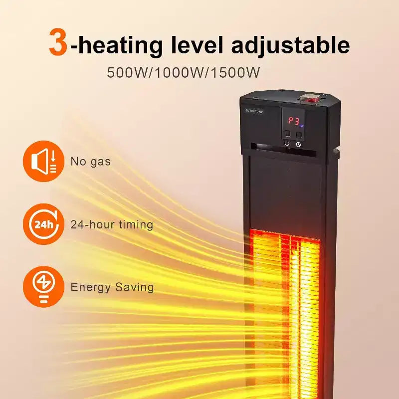 Chauffage infrarouge portable Acekool - 3 réglages de chaleur, télécommande et minuterie, résistance aux intempéries IP34 pour patio, terrasse et jardin