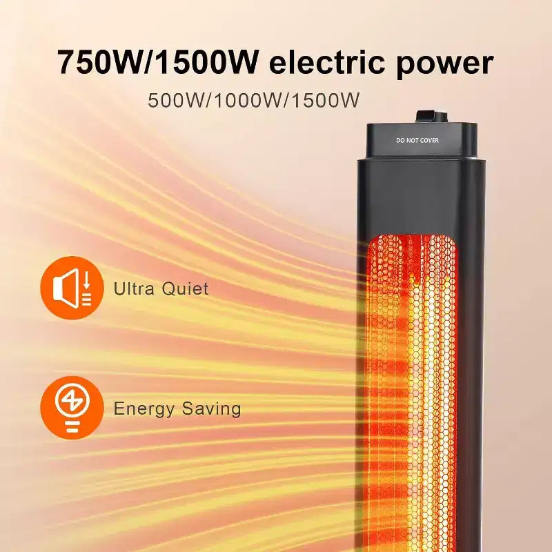 Chauffage de terrasse infrarouge d'extérieur Acekool, 3 niveaux de chauffe (500 W/1000 W/1500 W), chauffage électrique de 35 pouces avec télécommande et minuterie, étanche, silencieux.