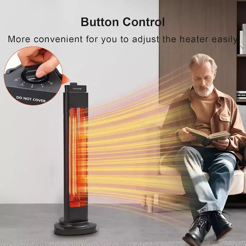 Chauffage de terrasse infrarouge d'extérieur Acekool, 3 niveaux de chauffe (500 W/1000 W/1500 W), chauffage électrique de 35 pouces avec télécommande et minuterie, étanche, silencieux.