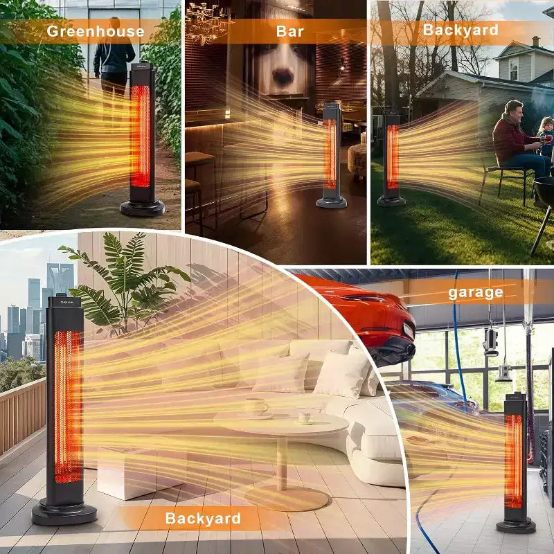 Chauffage de terrasse infrarouge d'extérieur Acekool, 3 niveaux de chauffe (500 W/1000 W/1500 W), chauffage électrique de 35 pouces avec télécommande et minuterie, étanche, silencieux.