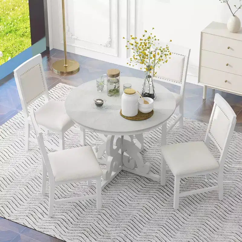 Ensemble de salle à manger GDFStudio Ford 5 pièces avec table extensible et chaises rembourrées