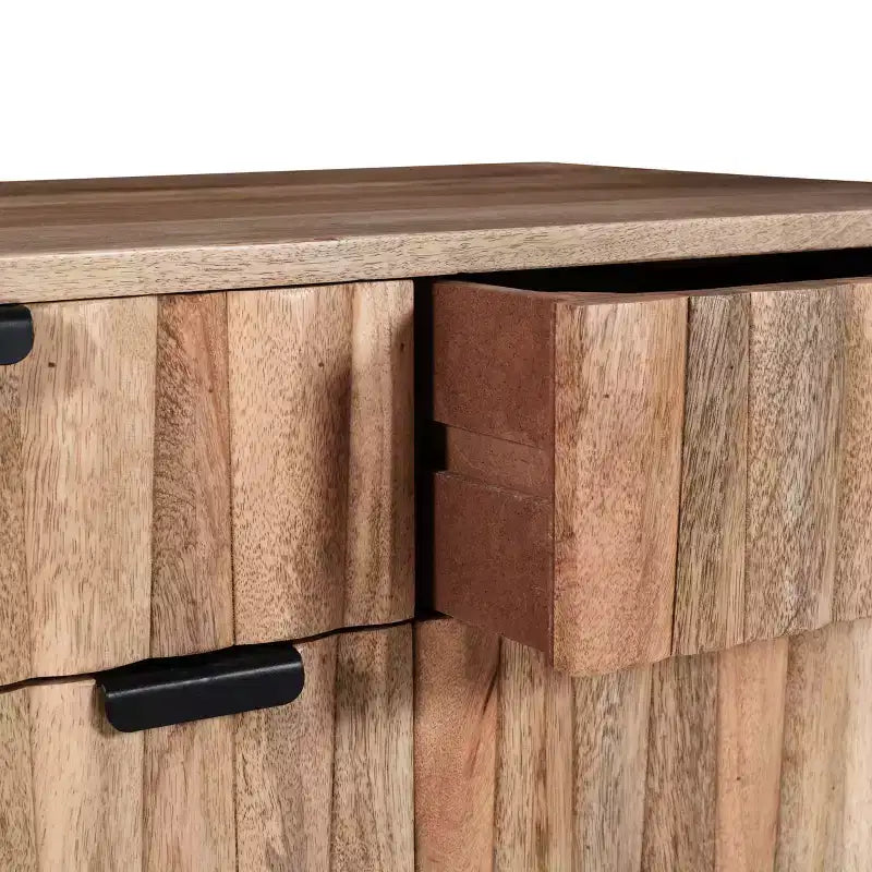 Meuble d'appoint ModernLuxe avec 2 tiroirs, buffet de rangement en bois de manguier à grain naturel