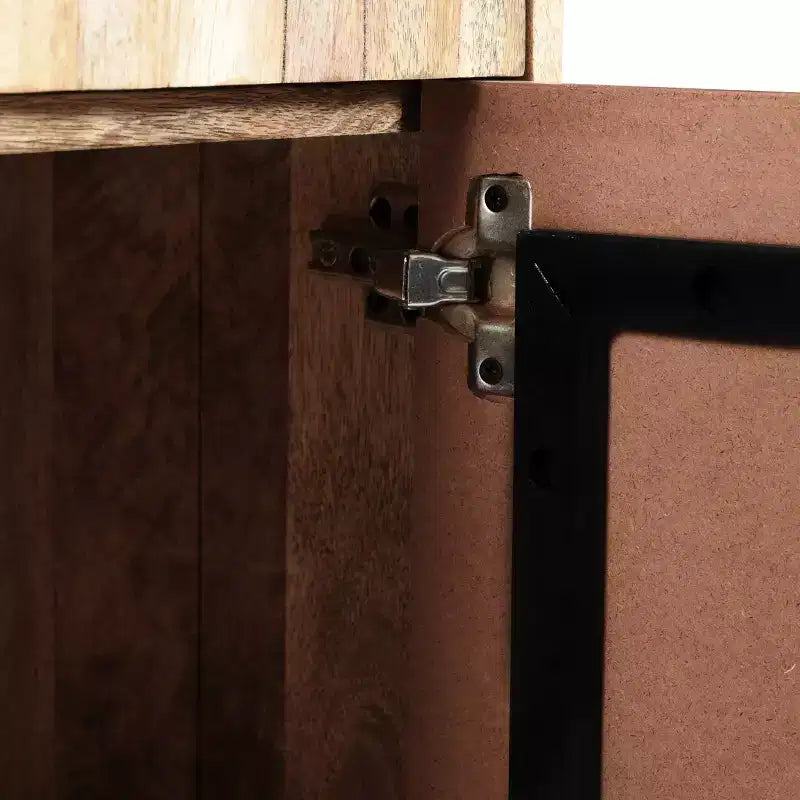 Meuble d'appoint ModernLuxe avec 2 tiroirs, buffet de rangement en bois de manguier à grain naturel