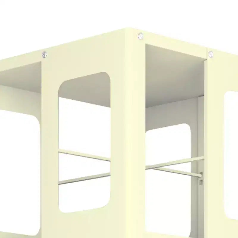 Étagère tournante Okak tout acier avec roues à 360°, étagères de rangement à 4 niveaux, organisateur de rangement pour le salon, le couloir, le bureau