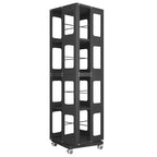 Étagère tournante Okak tout acier avec roues à 360°, étagères de rangement à 4 niveaux, organisateur de rangement pour le salon, le couloir, le bureau