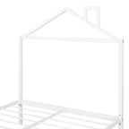 Lit double Bellemave pour enfants, lit double en métal avec tiroir pour garçons, filles, cadre de lit double avec tête de lit en forme de maison, lit cabane double, blanc