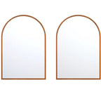 HomeRoots Set of Two Walnut Arch Wood Framed Bathroom Vanity Mirrors