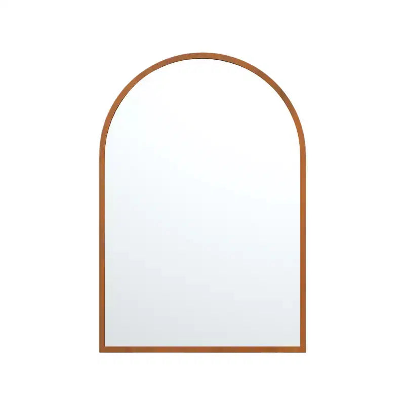 HomeRoots – Ensemble de deux miroirs de salle de bain encadrés en bois de noyer cintré