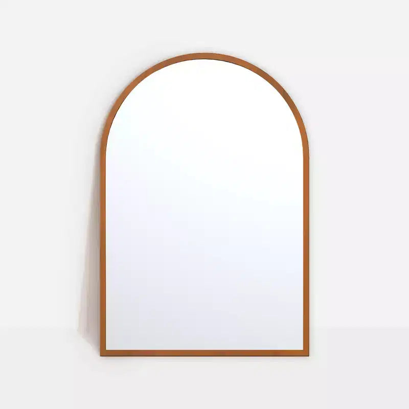 HomeRoots – Ensemble de deux miroirs de salle de bain encadrés en bois de noyer cintré
