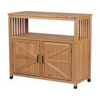 Meuble de rangement Okak avec établi de jardinage, meuble de cuisine avec 2 portes et 2 étagères, meuble bas pour salon, salle à manger, cuisine