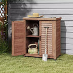 Meuble de rangement Okak avec établi de jardinage, meuble de cuisine avec 2 portes et 2 étagères, meuble bas pour salon, salle à manger, cuisine