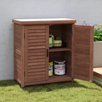 Meuble de rangement Okak avec établi de jardinage, meuble de cuisine avec 2 portes et 2 étagères, meuble bas pour salon, salle à manger, cuisine