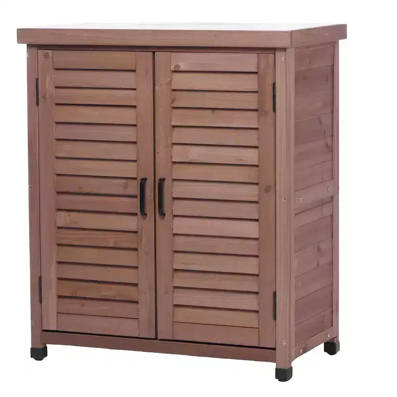 Meuble de rangement Okak avec établi de jardinage, meuble de cuisine avec 2 portes et 2 étagères, meuble bas pour salon, salle à manger, cuisine