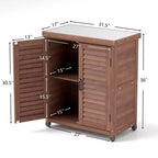 Meuble de rangement Okak avec établi de jardinage, meuble de cuisine avec 2 portes et 2 étagères, meuble bas pour salon, salle à manger, cuisine