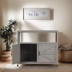 Meuble de rangement Okak avec établi de jardinage, meuble de cuisine avec 2 portes et 2 étagères, meuble bas pour salon, salle à manger, cuisine