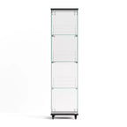 Meuble vitrine Okak, armoire de rangement à 4 niveaux avec 1 porte et roulettes, meuble autoportant pour salon, couloir et bureau