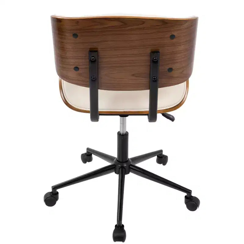 Chaise de bureau réglable en hauteur Okak Mid-Century, chaise croisée avec roulettes universelles et base en noyer, chaise de bureau pour la maison, le bureau