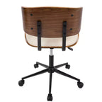 Chaise de bureau réglable en hauteur Okak Mid-Century, chaise croisée avec roulettes universelles et base en noyer, chaise de bureau pour la maison, le bureau