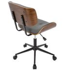 Chaise de bureau réglable en hauteur Okak Mid-Century, chaise croisée avec roulettes universelles et base en noyer, chaise de bureau pour la maison, le bureau