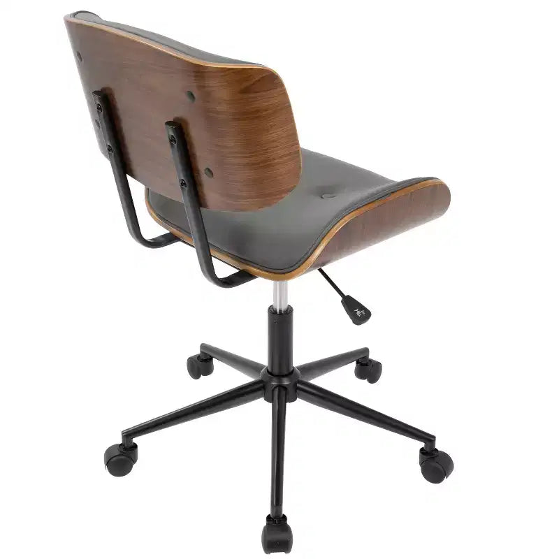 Chaise de bureau réglable en hauteur Okak Mid-Century, chaise croisée avec roulettes universelles et base en noyer, chaise de bureau pour la maison, le bureau