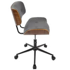 Chaise de bureau réglable en hauteur Okak Mid-Century, chaise croisée avec roulettes universelles et base en noyer, chaise de bureau pour la maison, le bureau