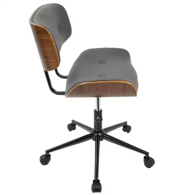 Chaise de bureau réglable en hauteur Okak Mid-Century, chaise croisée avec roulettes universelles et base en noyer, chaise de bureau pour la maison, le bureau
