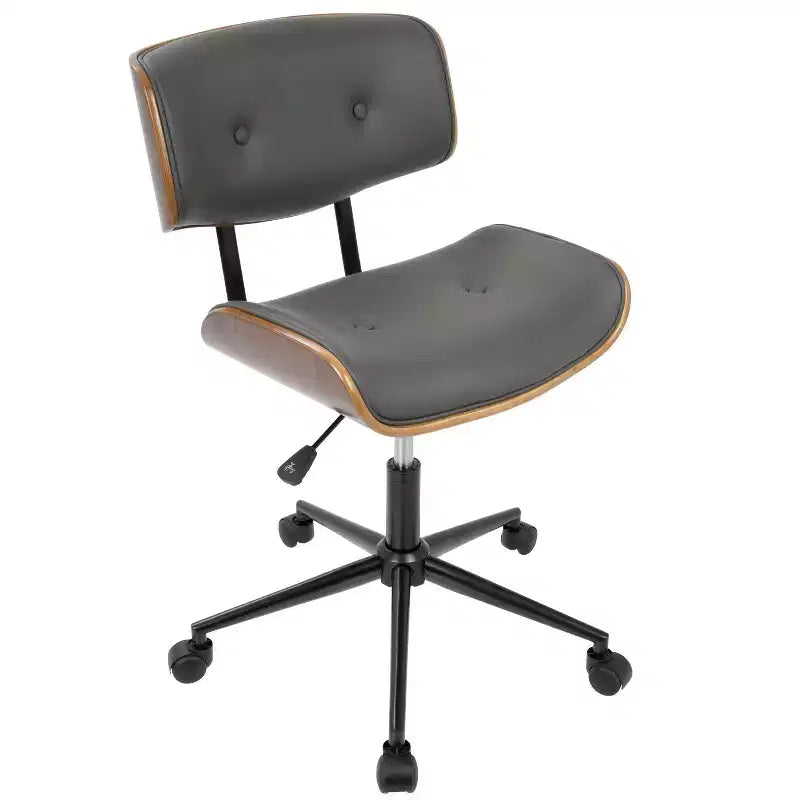 Chaise de bureau réglable en hauteur Okak Mid-Century, chaise croisée avec roulettes universelles et base en noyer, chaise de bureau pour la maison, le bureau
