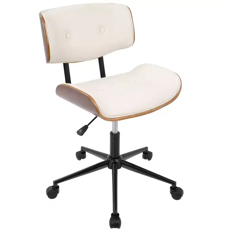 Chaise de bureau réglable en hauteur Okak Mid-Century, chaise croisée avec roulettes universelles et base en noyer, chaise de bureau pour la maison, le bureau
