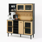 Buffet en bois Okak avec 4 portes et 2 tiroirs, meuble de rangement pour salon, salle à manger, cuisine
