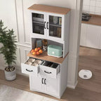 Buffet en bois Okak avec 4 portes et 2 tiroirs, meuble de rangement pour salon, salle à manger, cuisine