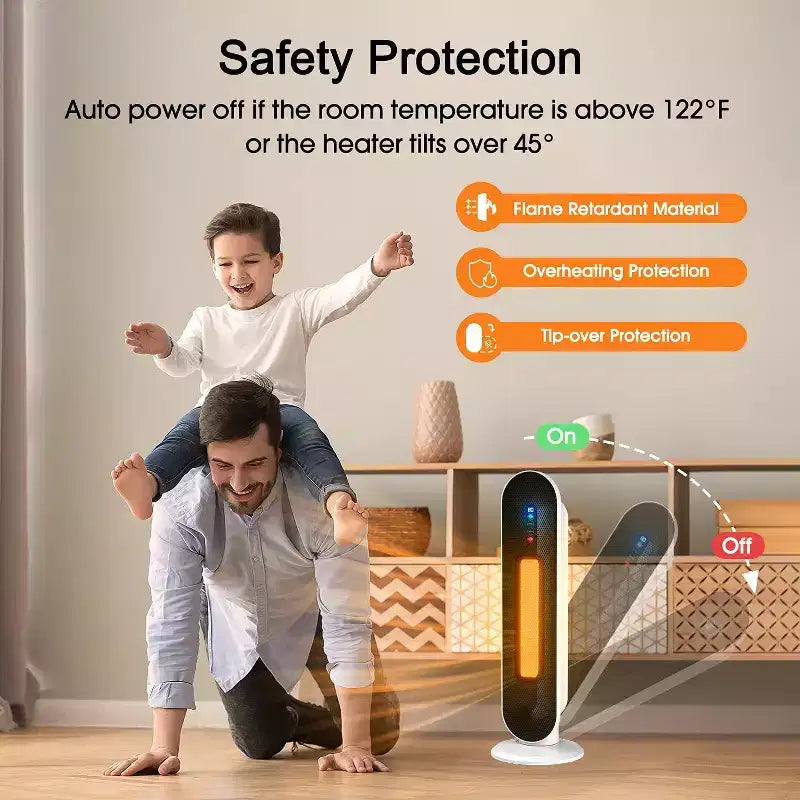 Chauffage colonne en céramique 1500 W avec thermostat, minuterie et oscillation pour usage intérieur