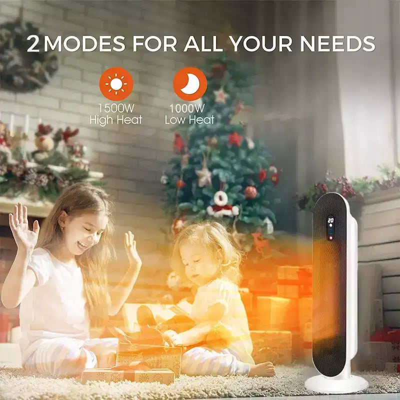 Chauffage colonne en céramique 1500 W avec thermostat, minuterie et oscillation pour usage intérieur