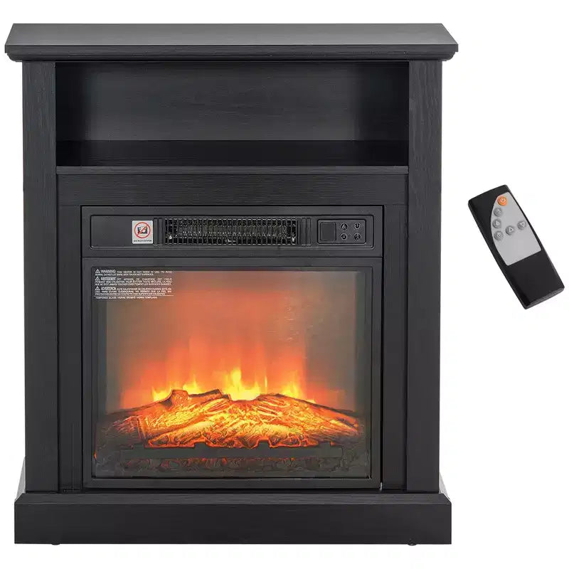 27 Freestanding Electric Fireplace with Mantel 1400W Insert Heater Timer Black