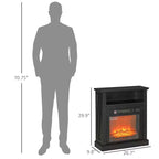Foyer électrique sur pied de 27 po avec manteau, radiateur encastrable de 1400 W, minuterie, noir