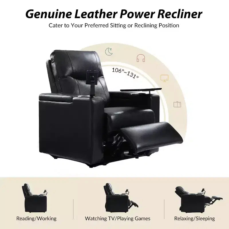 Fauteuil inclinable en cuir véritable Flora|HULALA HOME