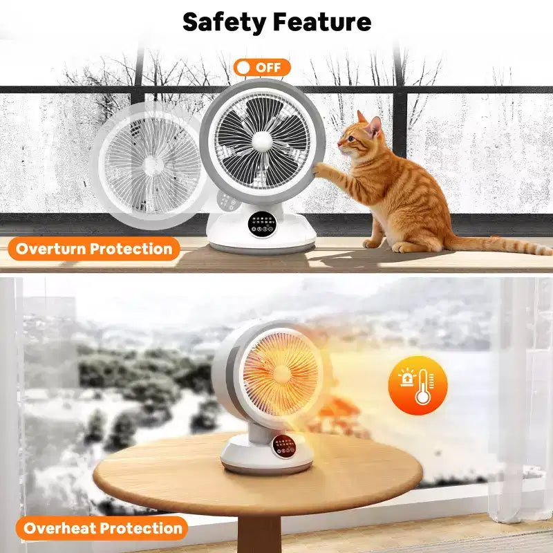 Chauffage soufflant de bureau Etust, ventilateur de bureau oscillant 2-en-1 et radiateur d'appoint portable, ventilateur de refroidissement et de chauffage silencieux avec protection contre la surchauffe et le basculement 13,9