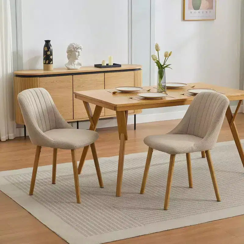 Coolmee Lot de 2 chaises de salle à manger, chaises de cuisine rembourrées avec dossier ergonomique, chaises de salle à manger d'une capacité de 136 kg avec pieds en chêne pour salle à manger