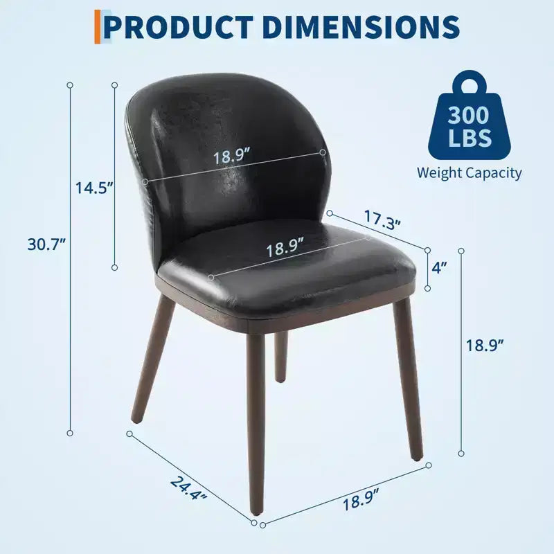 Lot de 2 chaises de salle à manger en cuir PU avec pieds en bois, chaise de cuisine moderne du milieu du siècle avec dossier, assemblage facile, pour cuisine et salon