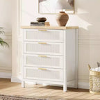 GustoWave Commode Haute 35,4" pour Chambre, avec 4 Tiroirs Cannelés et Armoire de Rangement pour Vêtements, Organisateur de Tiroir pour Chambre, Salon